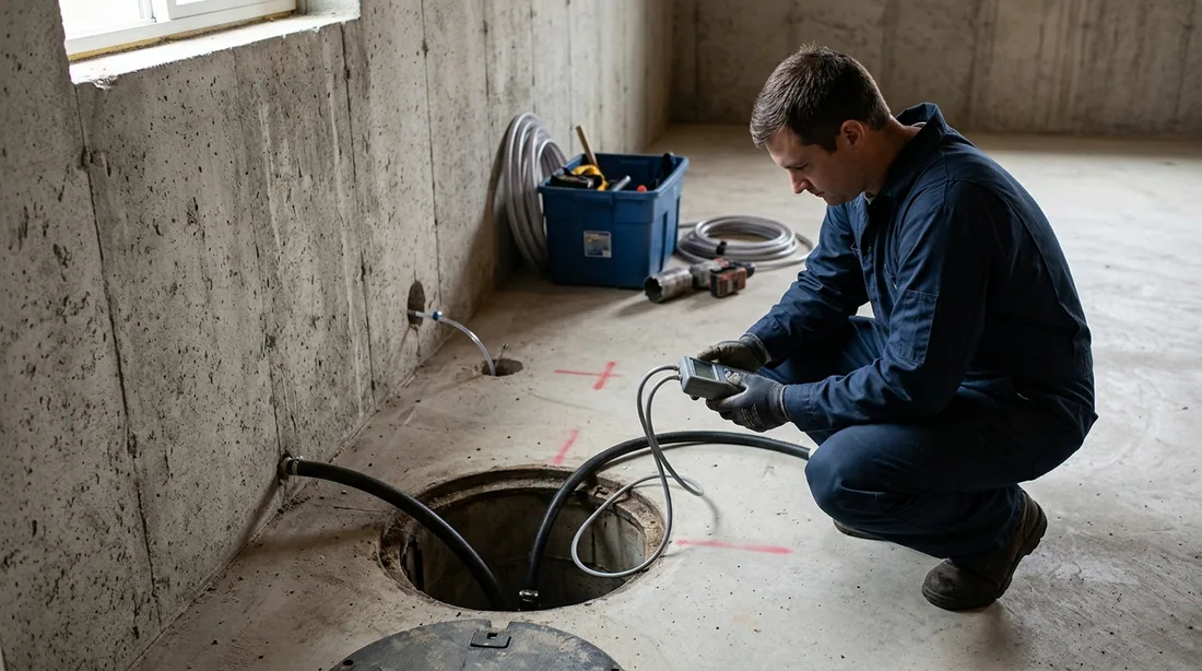 Foundation type, sub-slab material and permeability, and existing sump or drain tile are assessed — Rochester, MN
