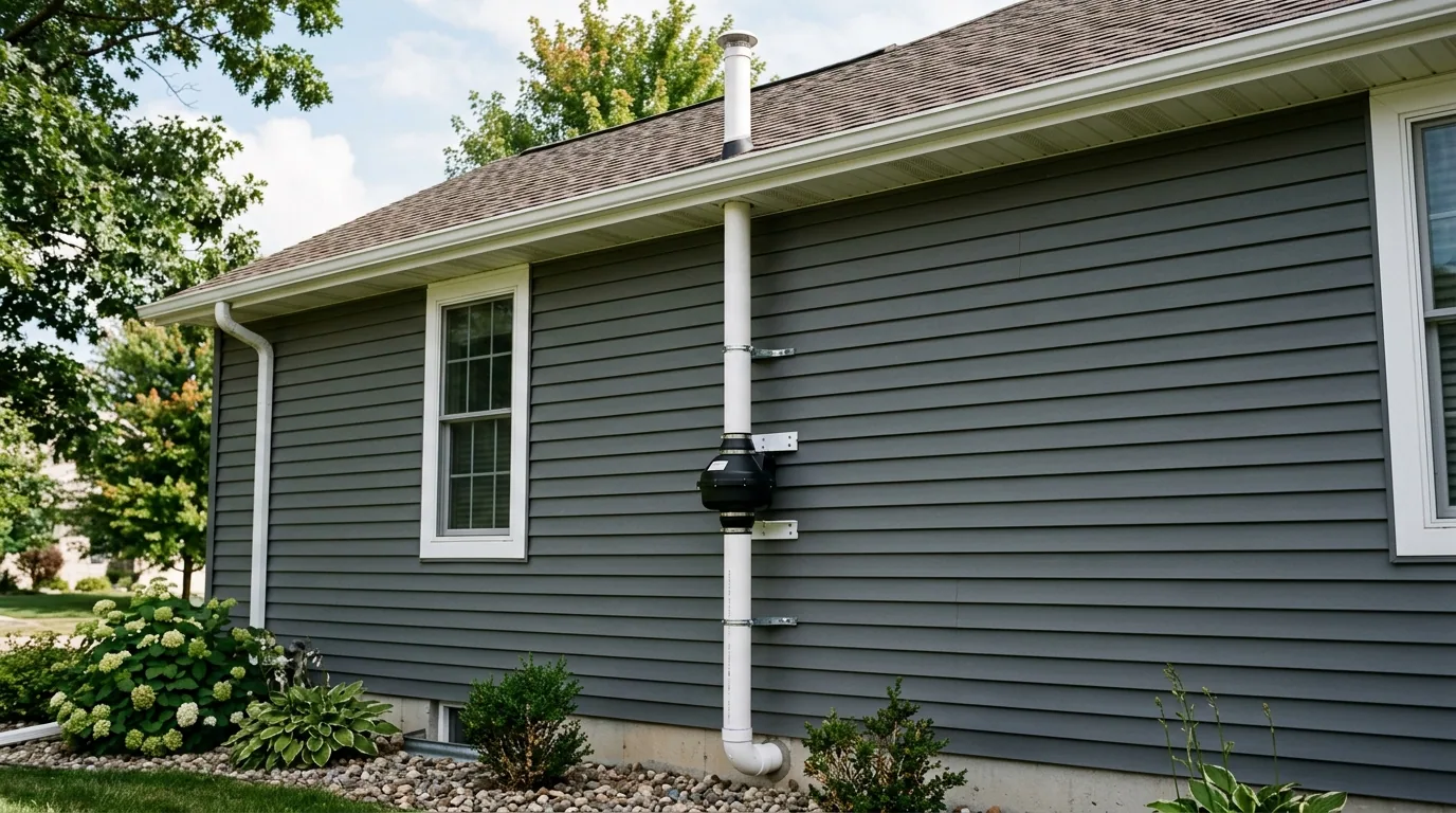 The finished result of professional radon: the completed work looking clean, correct and newly — Rochester, MN