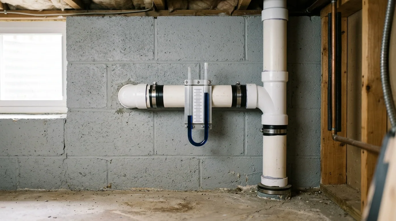 The finished result of professional radon: the completed work looking clean, correct and newly — Rochester, MN