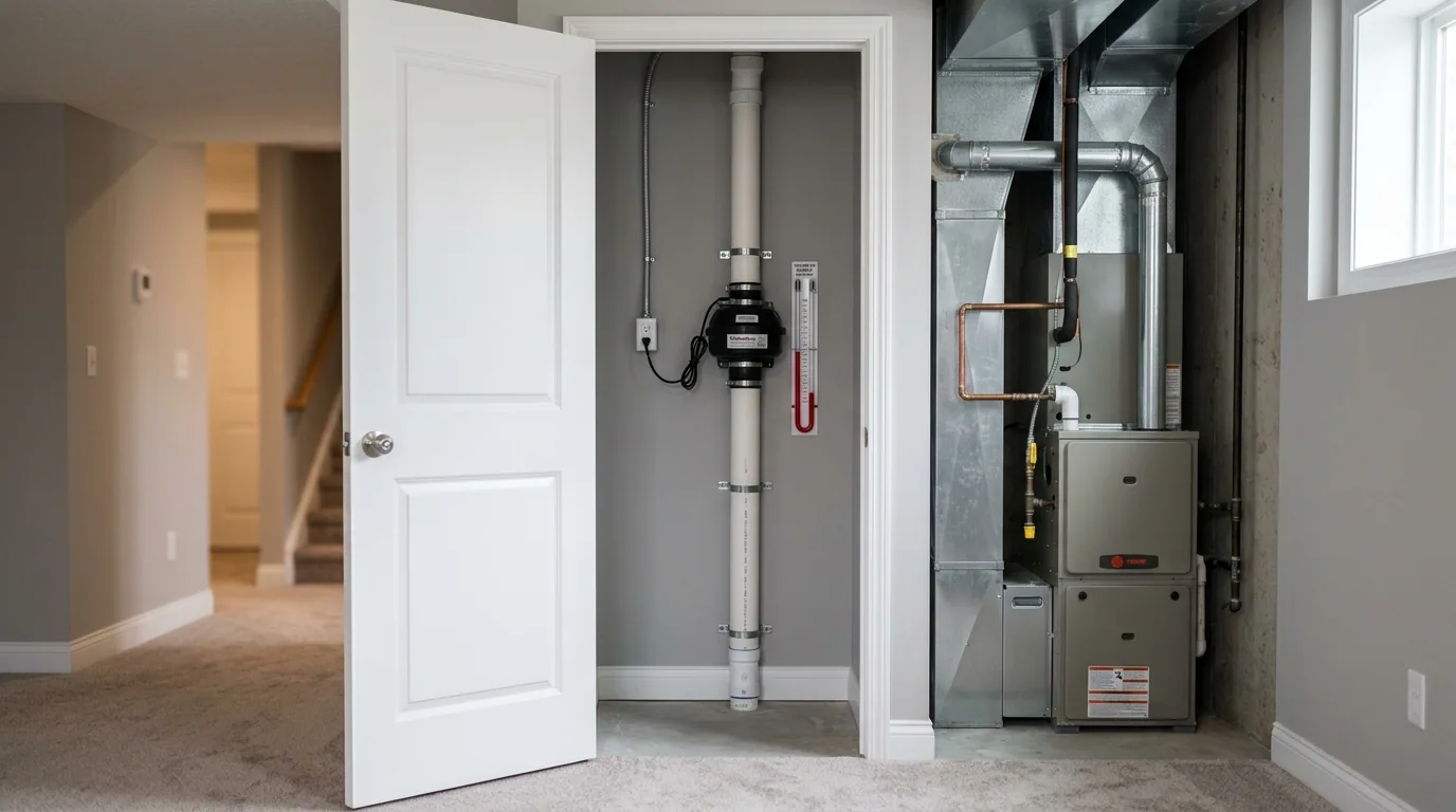 The finished result of professional radon: the completed work looking clean, correct and newly — Rochester, MN